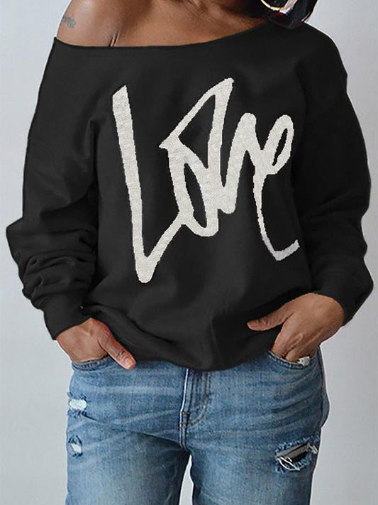 Plus Size Loose Printed Hoodies Top