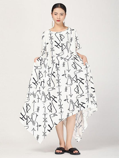 Literary Cropped Printed Long Dress