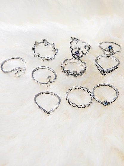 2 Styles Bohemian Vintage Silver Plated Rings Accessories