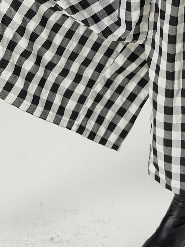 Casual Loose Long Sleeve Plaid Jumpsuits Bottoms