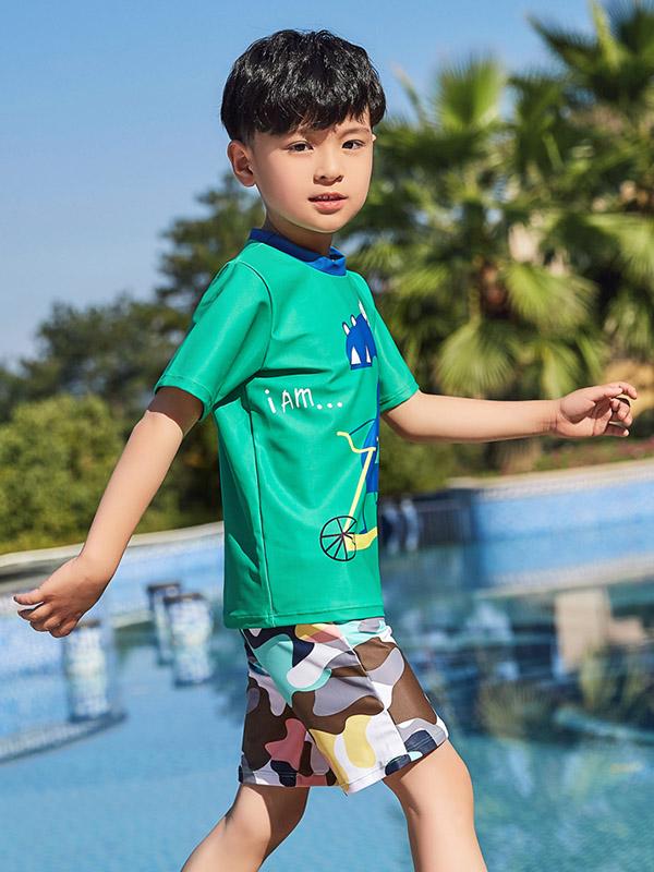 AONIHUA Green Top Little Boy Swimwear