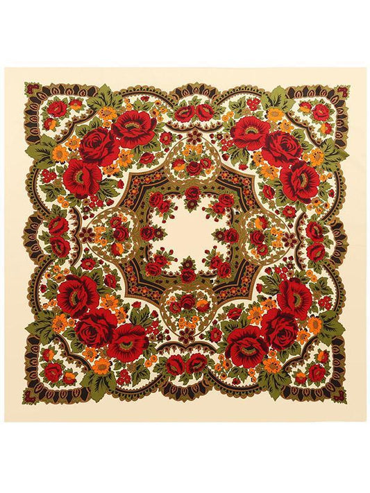 Bohemia Floral Real Silk Cape Scarf