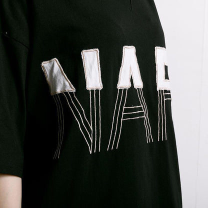 Embroidered And Half-Applique Letters T-Shirt