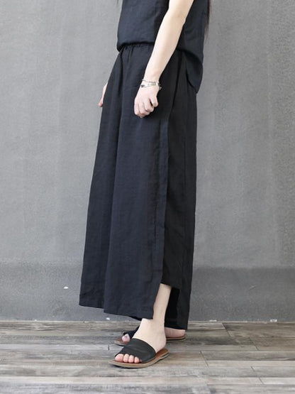LATERAL PATCH SPLIT-JOINT ANKLE HOLLOW PANTS