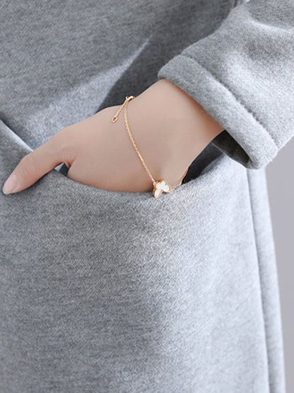 Simple Solid Color With Pocket High-Neck Long Sleeves Sweatshirt Dress