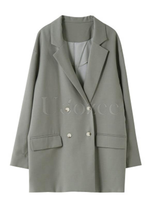 Casual Solid BF Style Suit Outwears