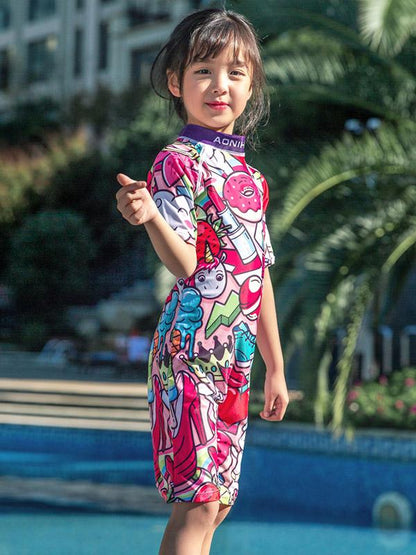 AONIHUA Graffiti Printed Jumpsuit Lovely Gril Swimwear