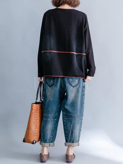 Loose Knitting Round-neck T-shirt