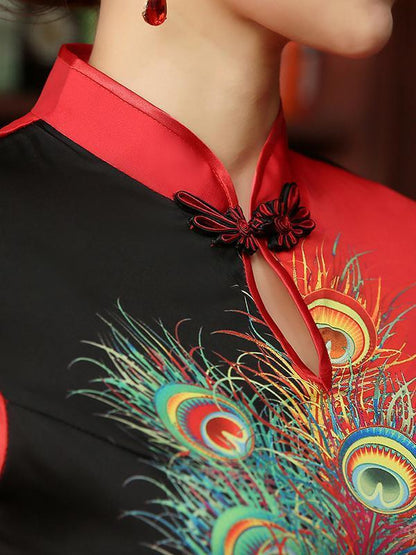 Floral Split-joint Long Cheongsam Dress