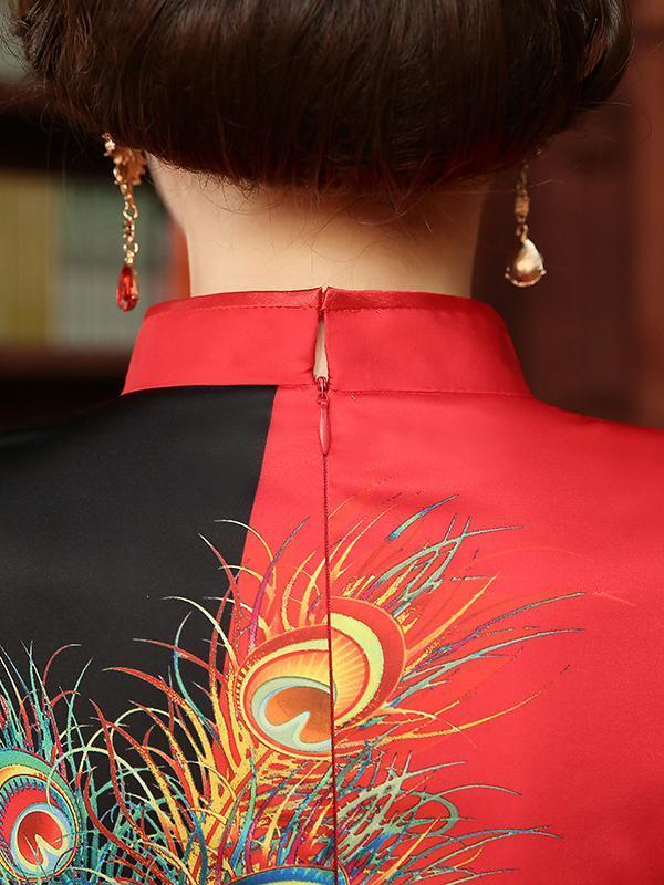 Floral Split-joint Long Cheongsam Dress