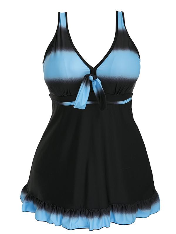 Gradient Stipes High Waist One Piece Swimwear