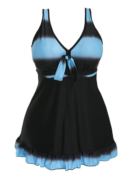 Gradient Stipes High Waist One Piece Swimwear