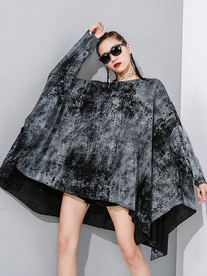 Original Cool Street Loose Irregularity Printed Round-Neck T-Shirts Tops