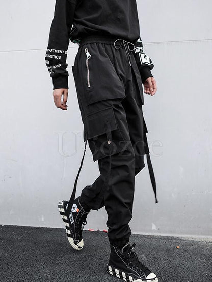 Casual Zipper Drawstring Overall Pants