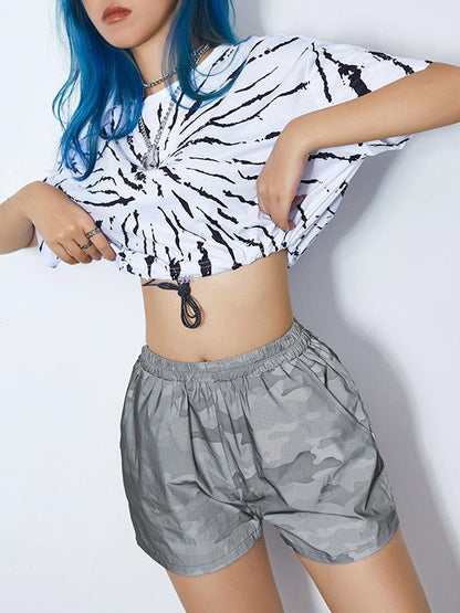 Elastic Camo Casual Shorts