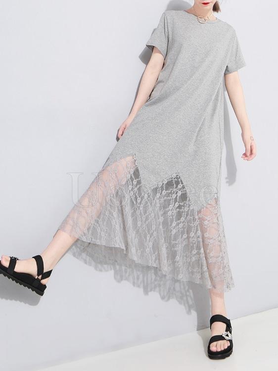 Lacy Angel's Wing Back Design Hollow Maxi Dress