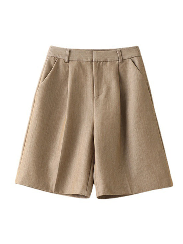 Original Pleats Empire Solid Wide Leg Shorts