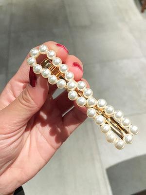 Ins Style Hollow Faux Pearl Hair Clip