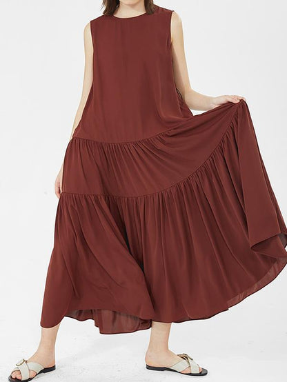 Casual Round-neck Sleeveless Long Dress