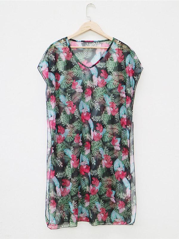 Round Neck Bandage See-through Cover-ups