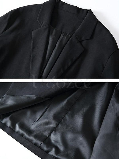 Casual Solid BF Style Suit Outwears