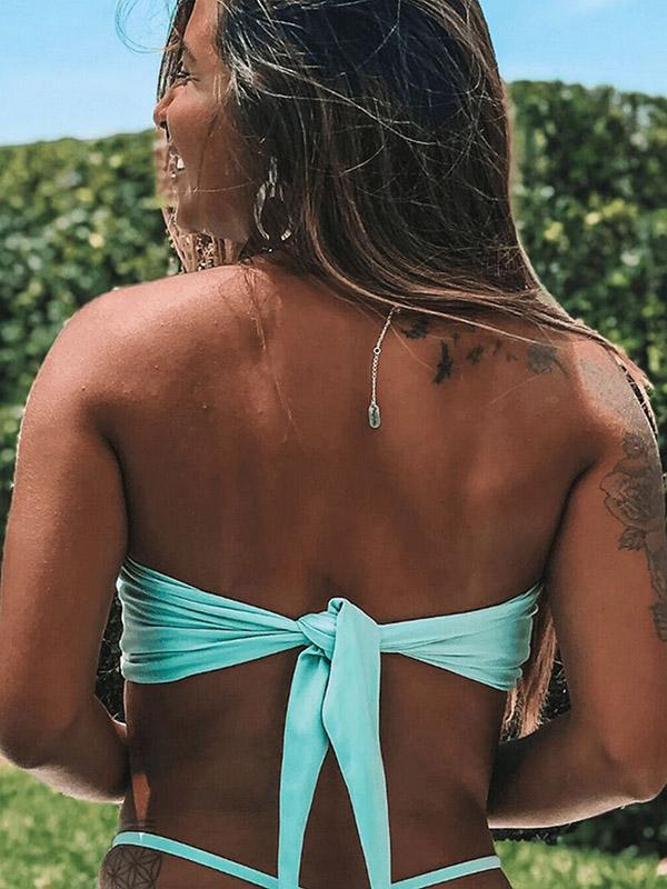 Strapless Split-Joint Empire Split Type Bikini Swimsuit