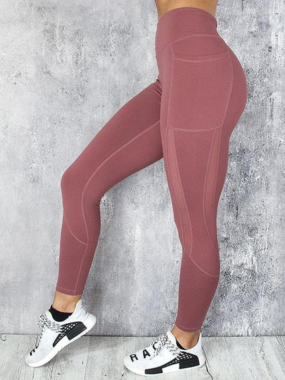 Sports Solid Mesh Insert Leggings