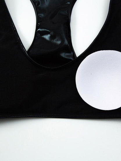 Solid Color Light Skin Vest Split Bikini Swimsuit