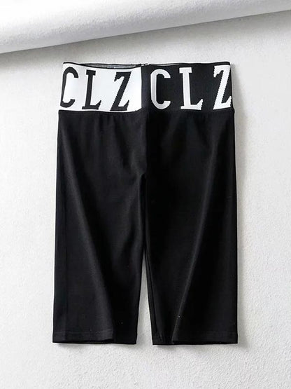 Waistband Letter Printed Sports Shorts