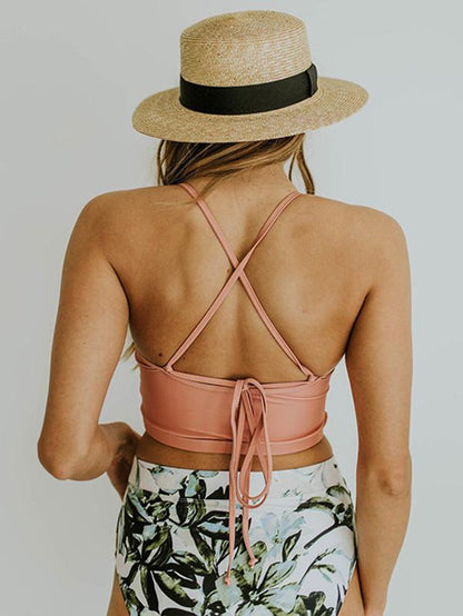High Waisted Leaf Print Tankini Swimsuit