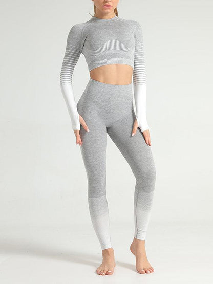Stripe Knitting Yoga Suits