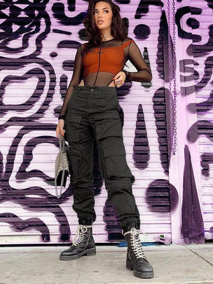High Waist Multi Pockets Jogger Pants
