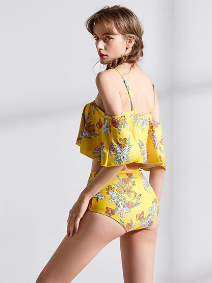 Falbala Spaghetti Straps Bikinis Swimwear