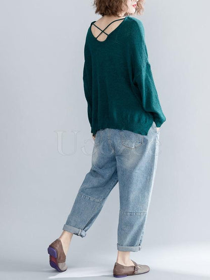 Casual Solid Denim Pants