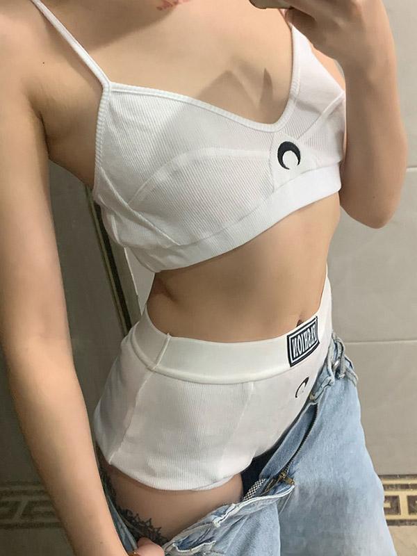 Wrap Printed Spaghetti-Neck Bra&Shorts Suits