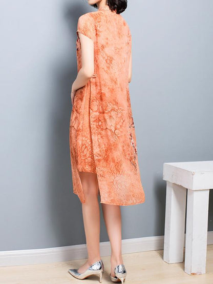 Loose Oversize Printed Split-side Dress