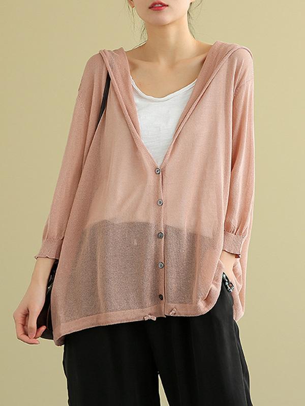Leisure Solid Knitting Sun-Protection Outwear