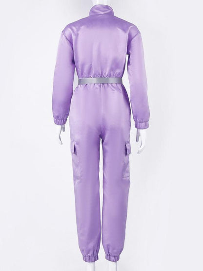 Zipper Belted Overall Jumpsuits