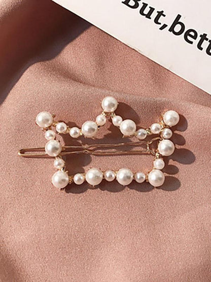 Hollow Faux Pearl Hair Clip Beaded Hair Clip