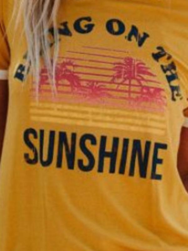 Sunshine Floral Half Sleeve T-Shirts Tops