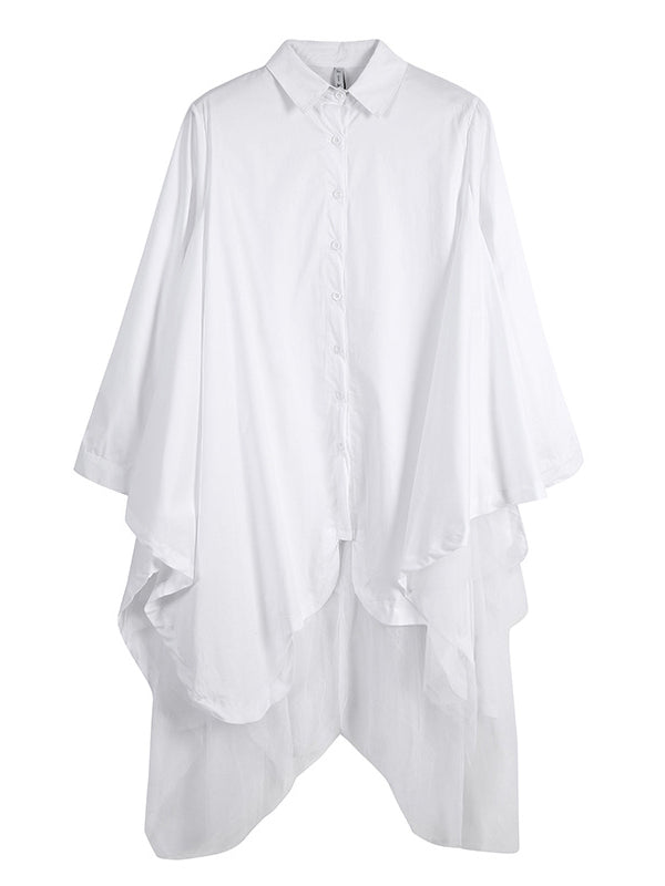 Urban Black&White Lapel Long Sleeves Shirt Dress