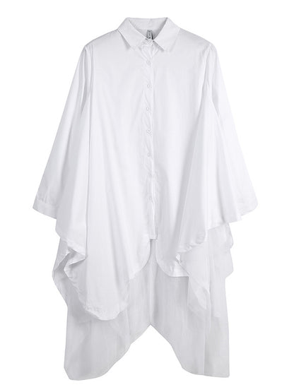 Urban Black&White Lapel Long Sleeves Shirt Dress