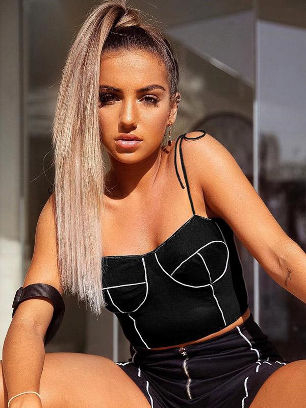 Sexy Contrast Color Spaghetti-Neck Vest Top