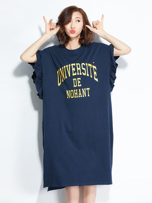 Falbala Letter Short Sleeves Dress