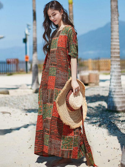 2019 Summer New Original Fashion Loose Oversize Bamboo Hemp Maxi Dress