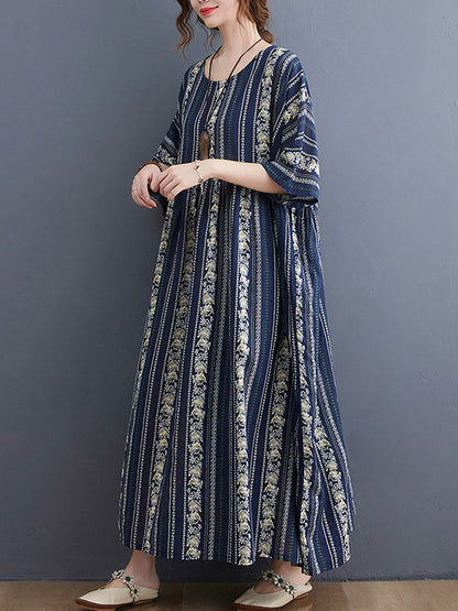 Original Floral Split-Joint Short Sleeve Maxi Dress