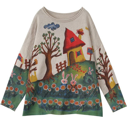 Buykud Print Soft And Comfortable Sweat-Absorbent Breathable Sweater