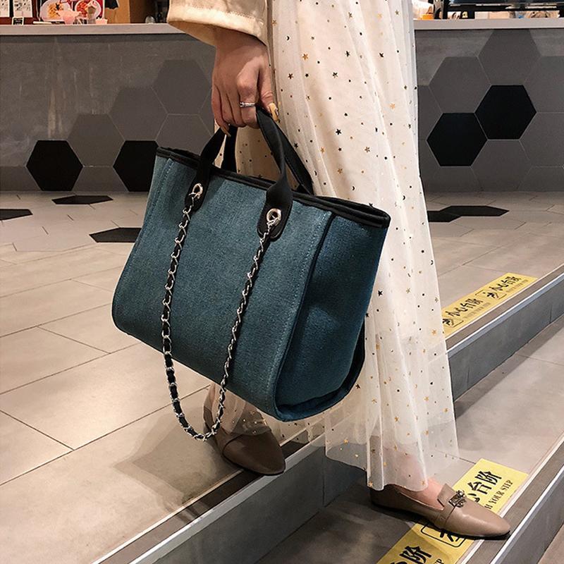 Fashion Canvas Shoulder Bag Women Chain Bag