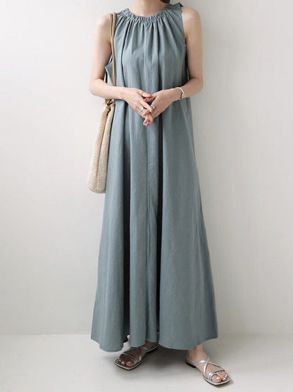 Urban Solid Color Sleeveless Cotton A-Line Maxi Dress