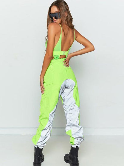 Split-joint Backpack Buckle Tapered Casual Athletic Pants